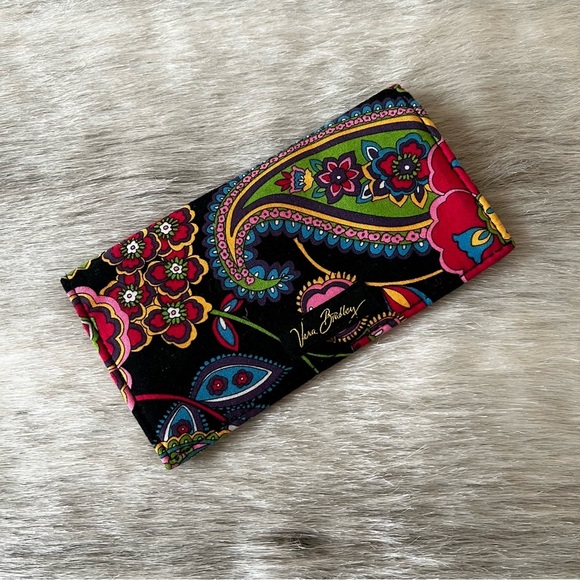 VERA BRADLEY Symphony In Hue 2009 Checkbook Cover Black Red Paisley Y2K Green - Picture 1 of 12